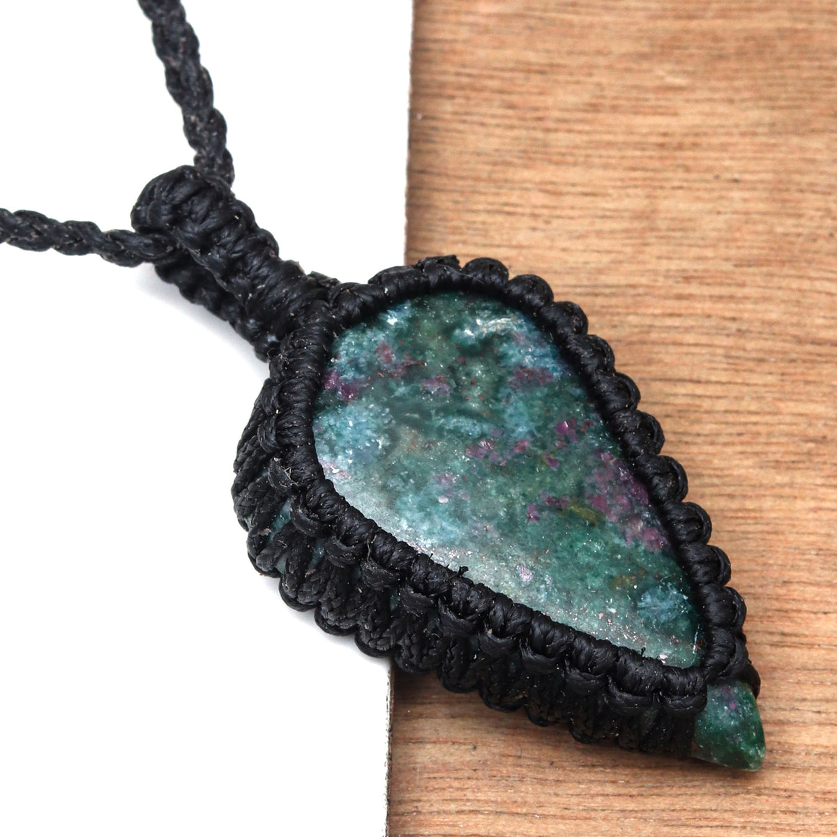Ruby Zoisite Macrame Gemstone Necklace U8665