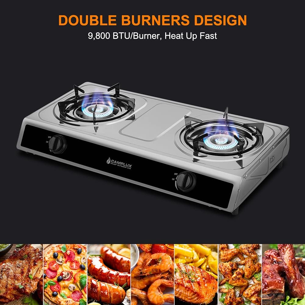 2 Burners Stainless Steel Gas Camping Stove W113