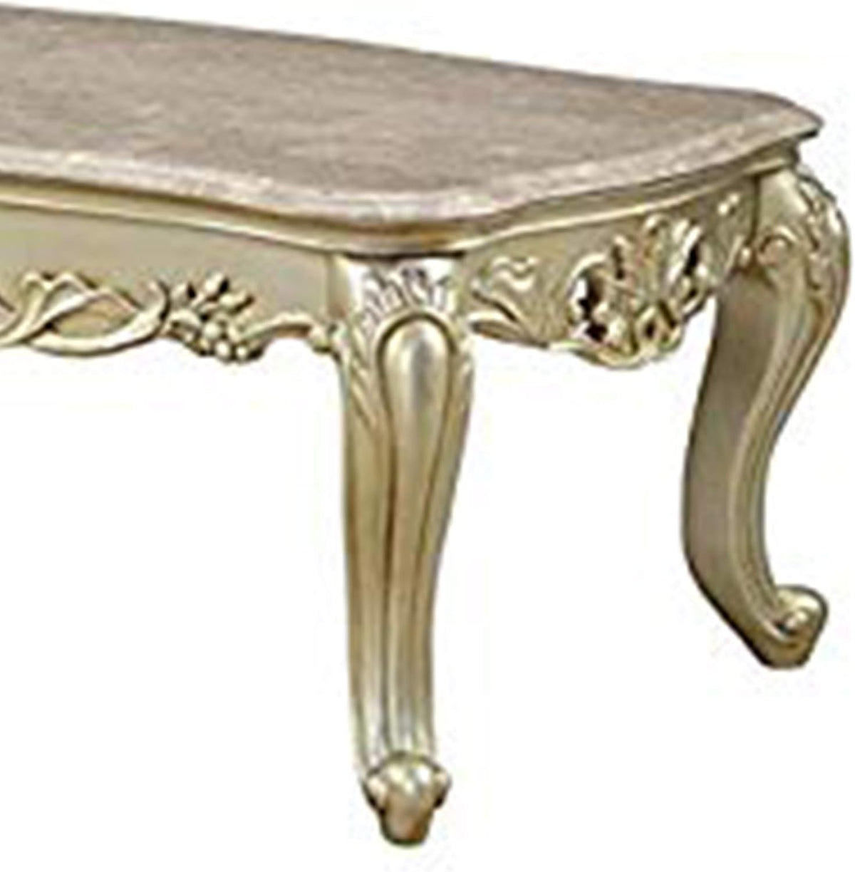 White Wooden Coffee Table With Decorative Polyresin Carvings Z33688