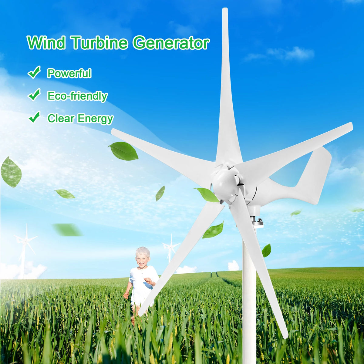 1200W 12V 5 Blades Wind Turbine Generator Kit P981