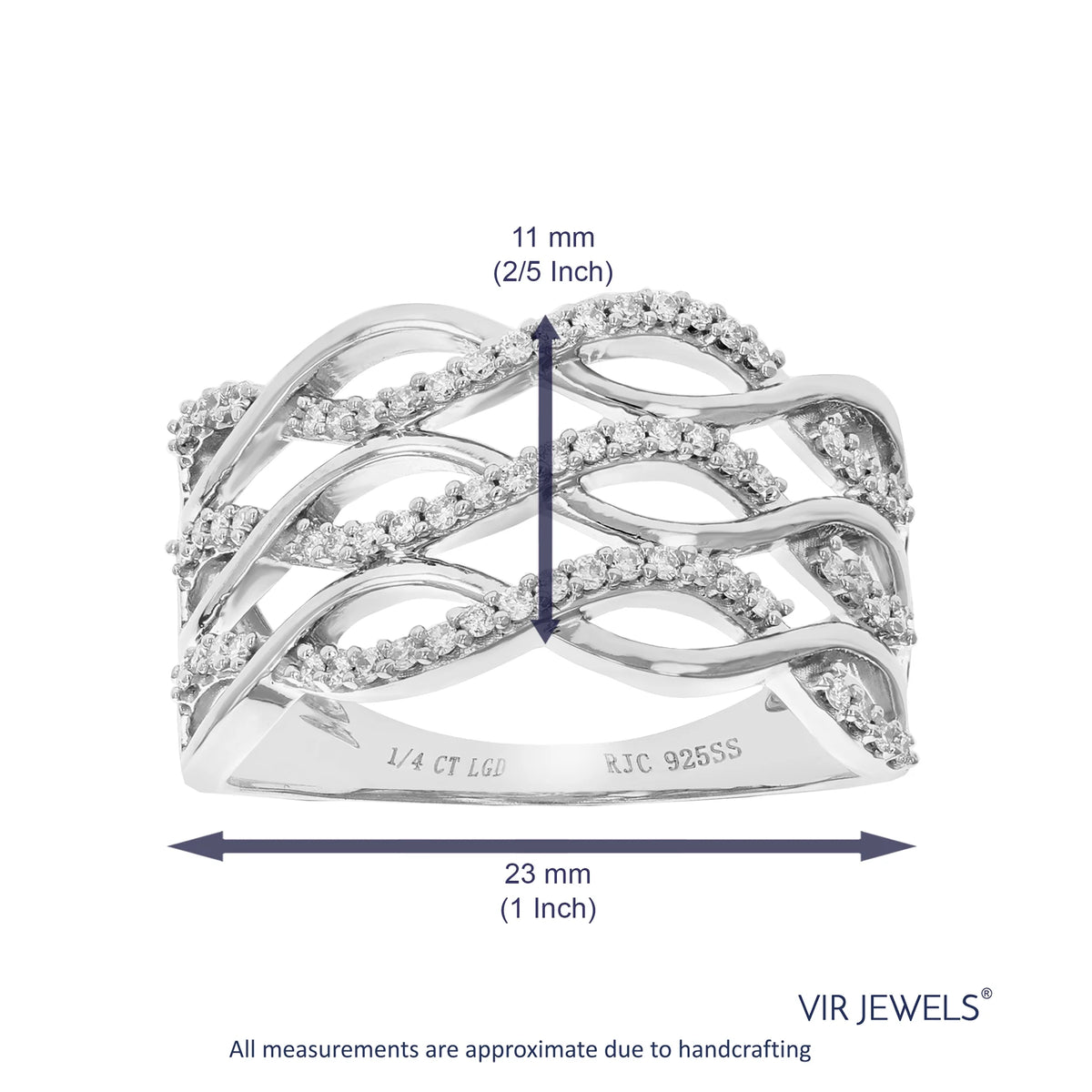 1/4 CTTW Lab Grown Diamond Wedding Band .925 Sterling Silver Size 7 W52219