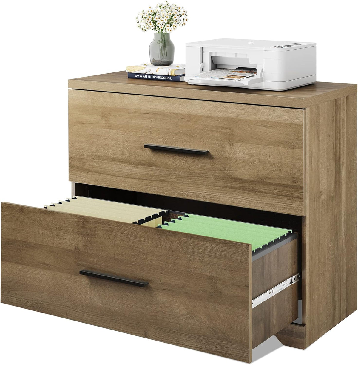 2 Drawer Wood Lateral File Cabinet with Anti-tilt Mechanism V79886