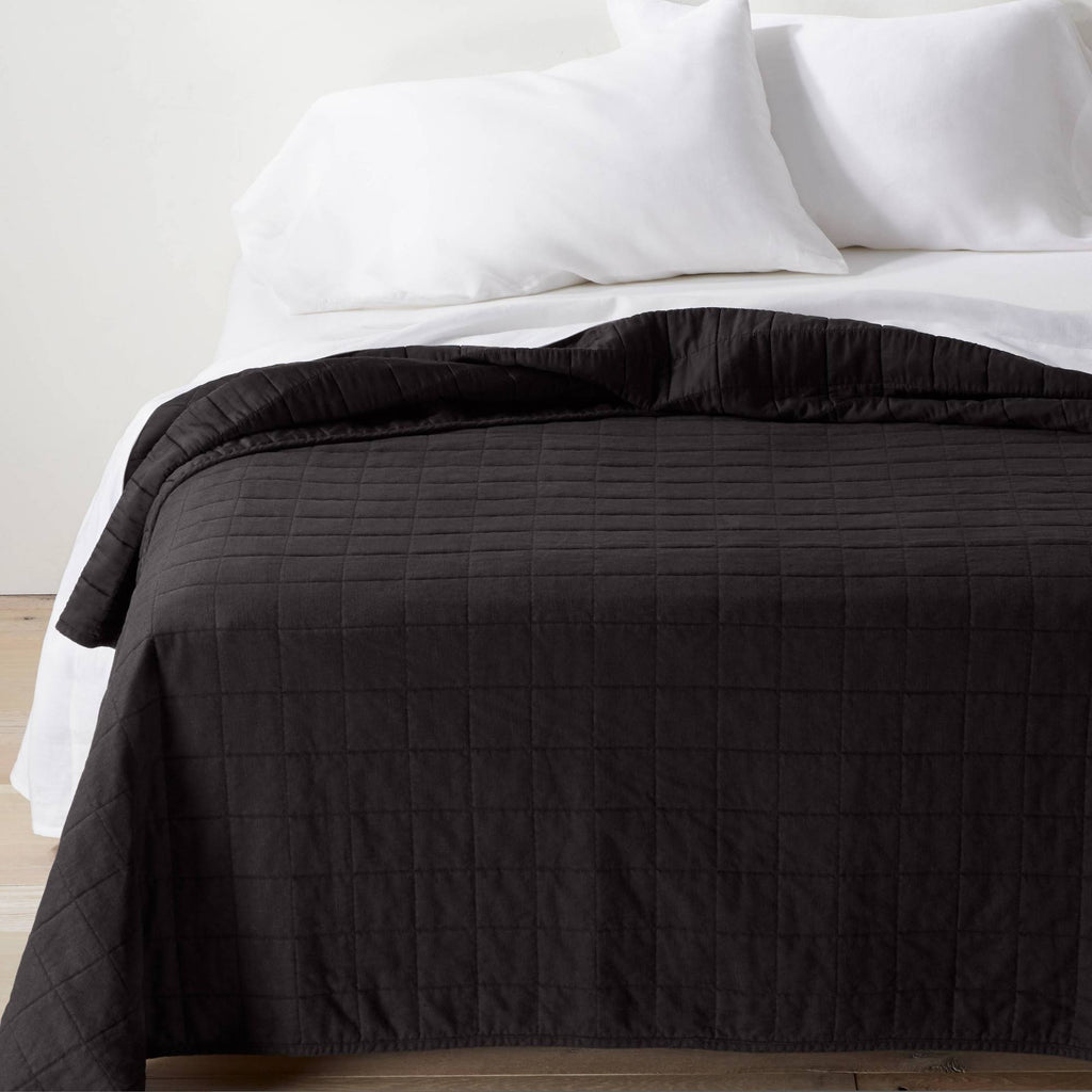 Heavyweight Linen Blend Quilt Washed Black V78303
