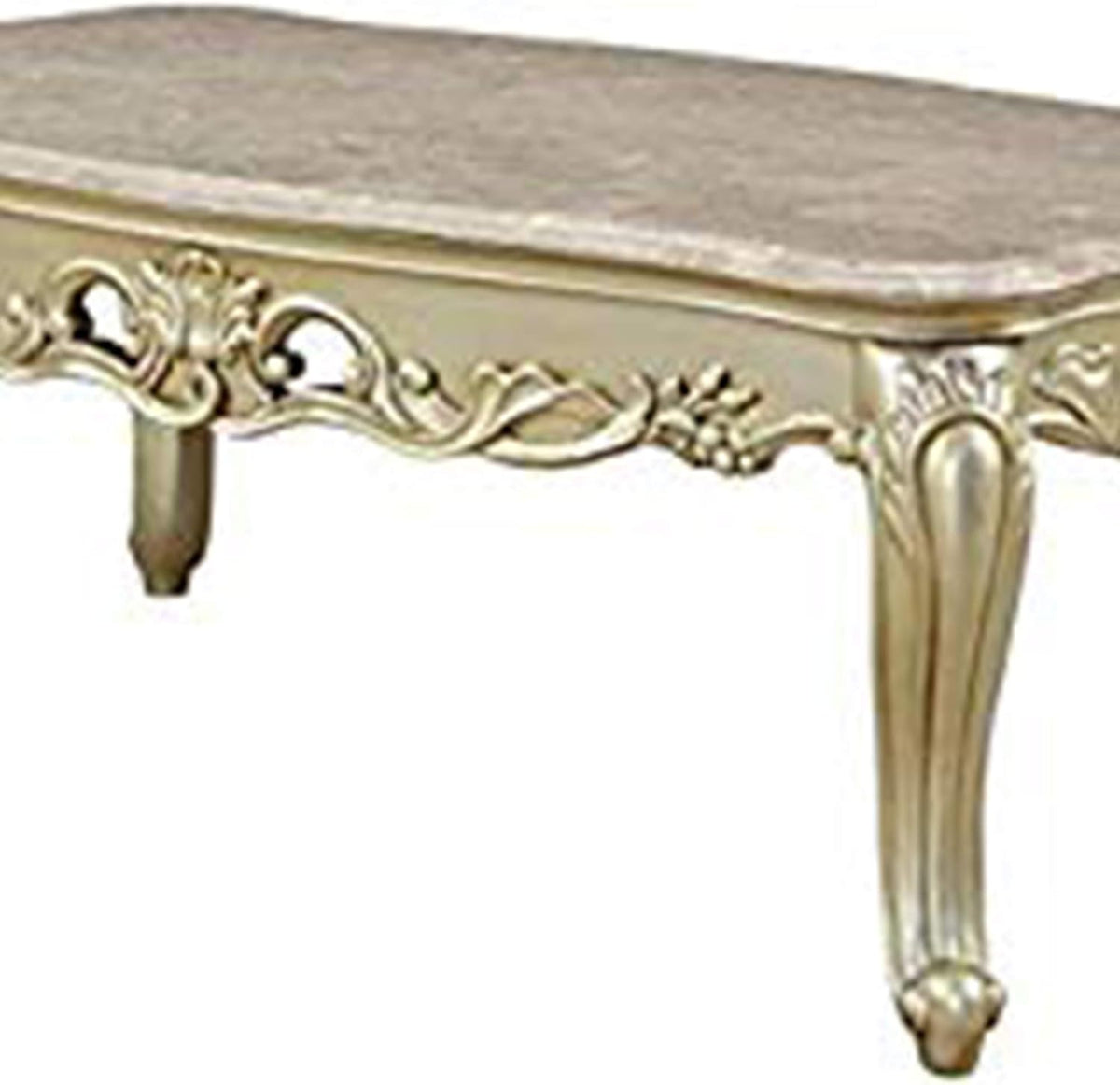 White Wooden Coffee Table With Decorative Polyresin Carvings Z33688