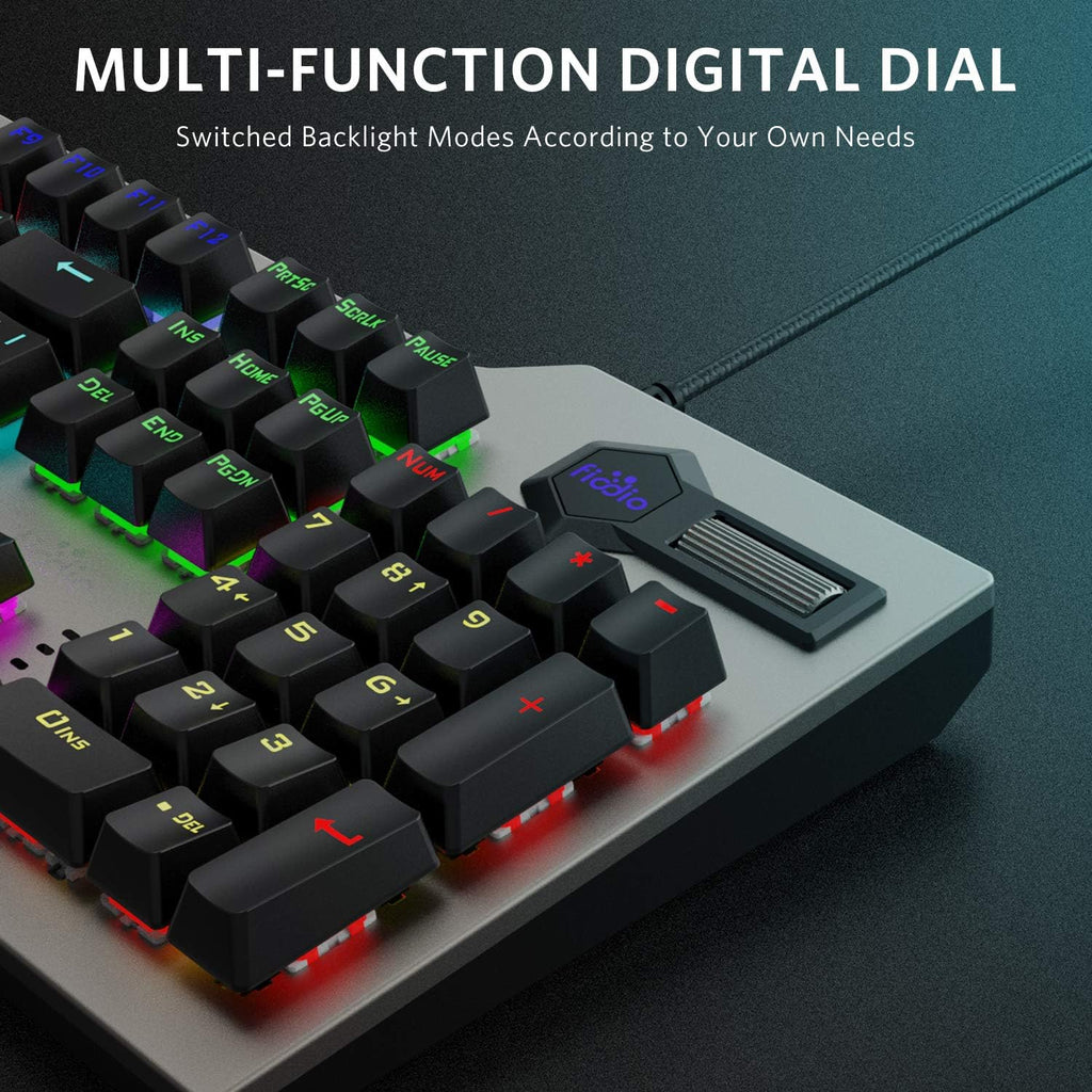 Mechanical Gaming Keyboard Wired RGB Rainbow Backlit with Blue Switches Ergonomic Standard Keyboard Pack of 2 I297936