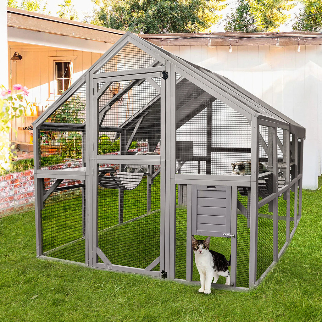 110'' Extra Large Wooden Catio Cage with Roof Cover T303