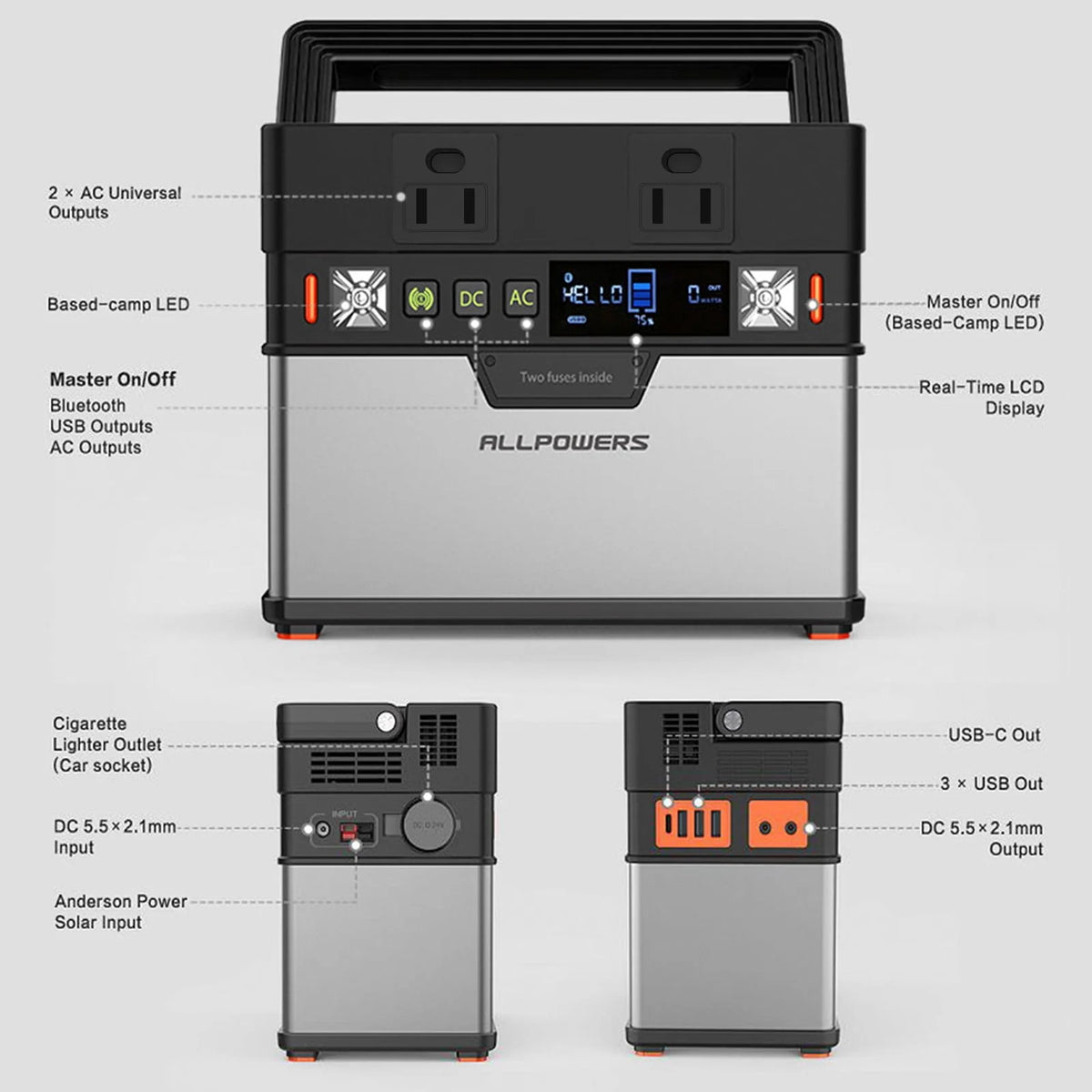 288Wh 300W Portable Power Station with 100W Foldable Solar Panel D9809
