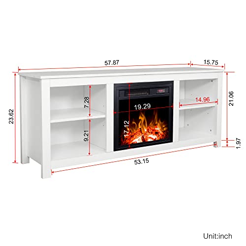 White 4 Cubby Electric Fireplace TV Stand I60465