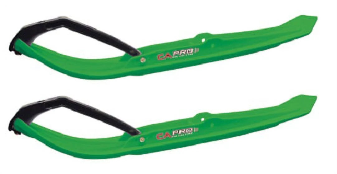 Green MTX Snowmobile Skis with 4" Round Bars Complete Kit N3767