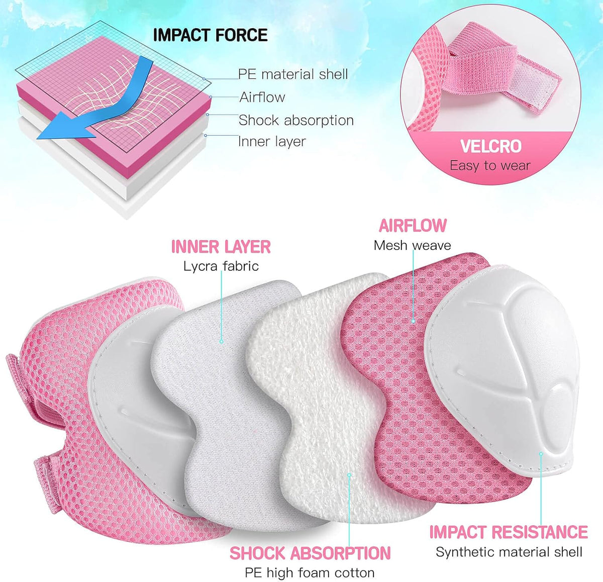 Adjustable Helmet Knee Pads Elbow Pads Wrist Guards Protective Gear Set U1760