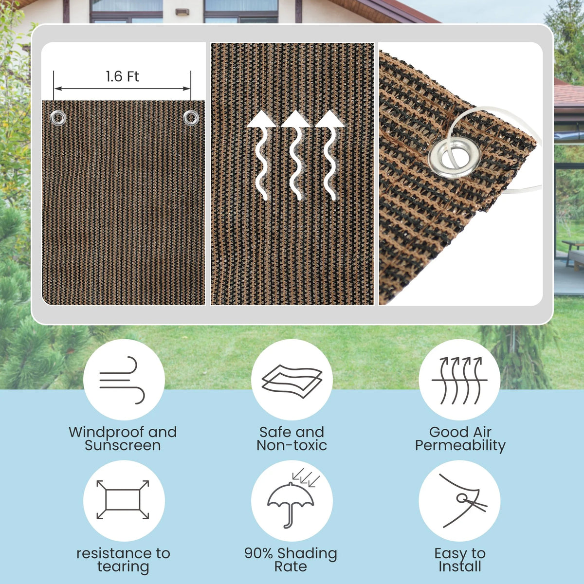 6 x 10 ft UV Resistant Shade Cloth Tarp L92331