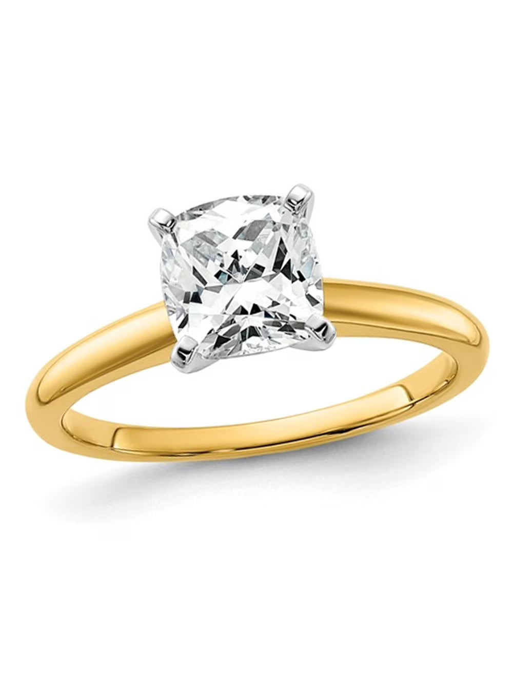 14K Yellow Gold Cushion-Cut Lab Grown Diamond Solitaire Engagement Ring E7853