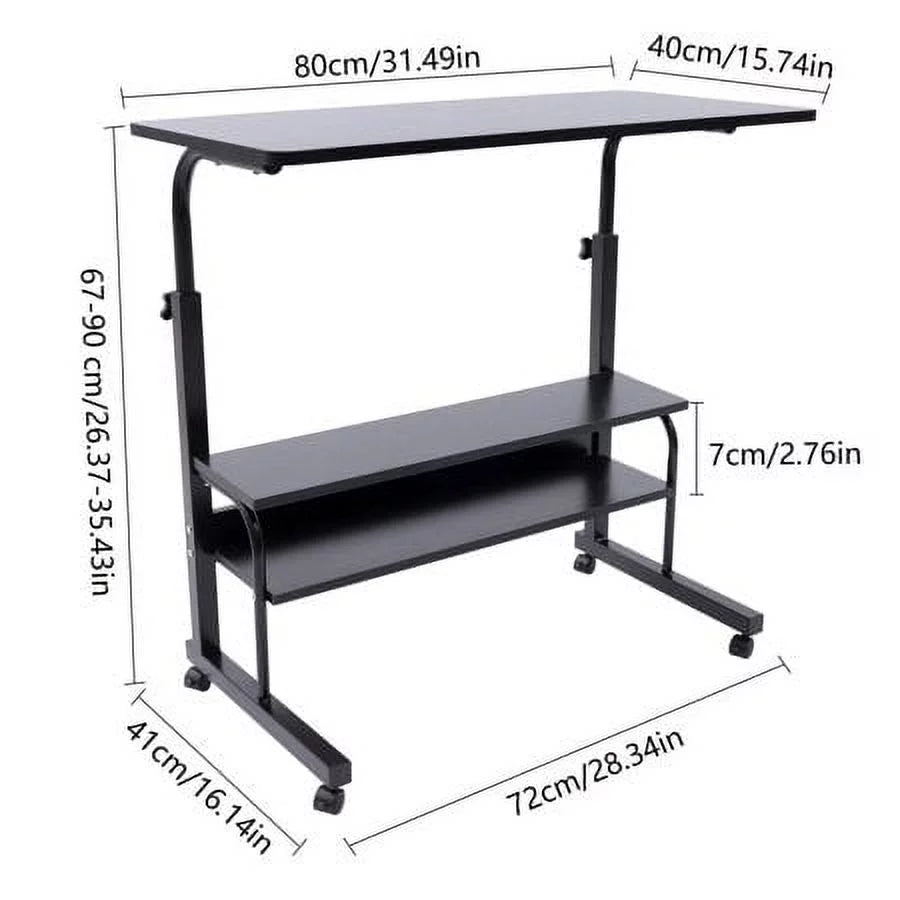 Adjustable Mobile Side Table Cart with Removable Wheel F4713