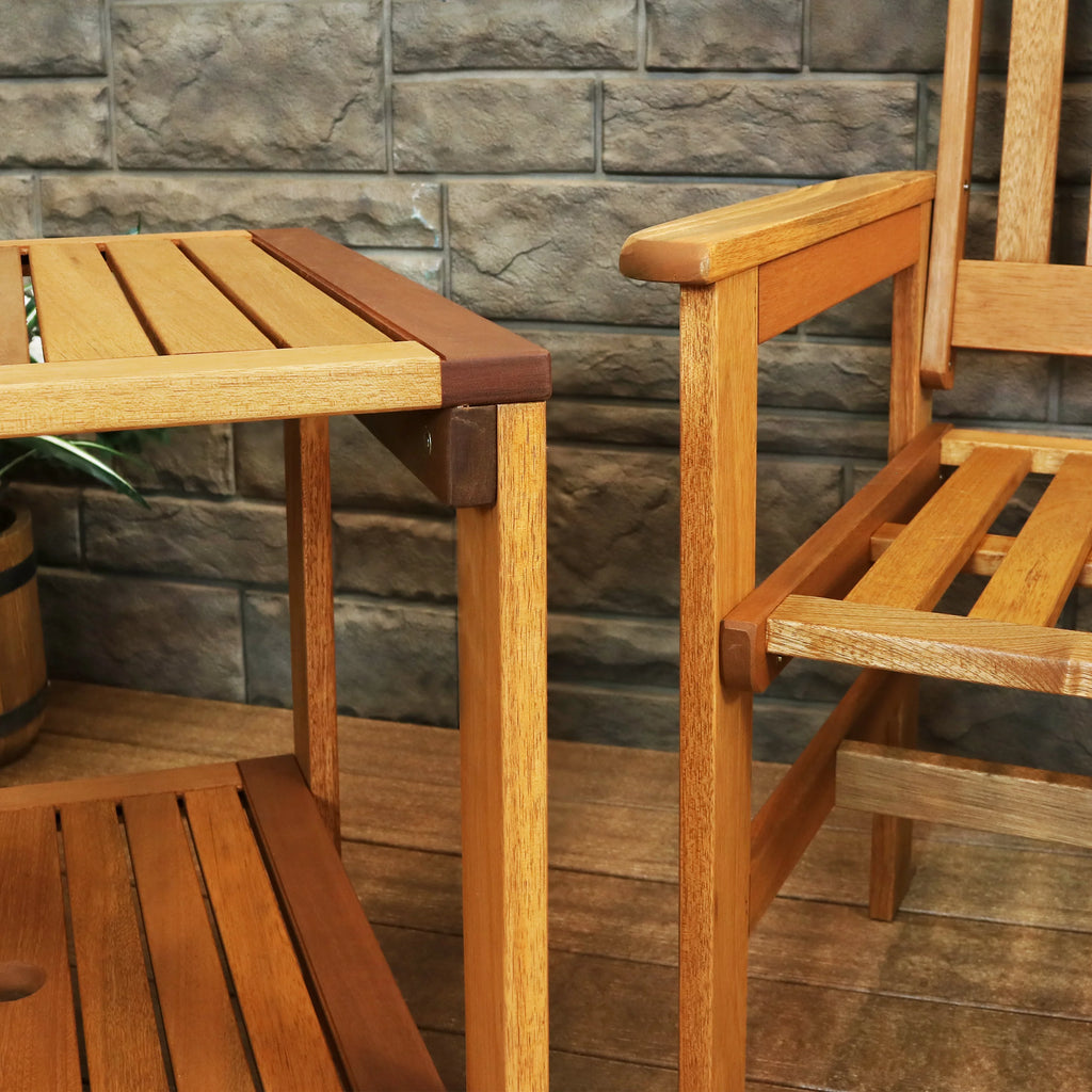 Meranti Wood 3pc Patio Table and Chairs Set J6480