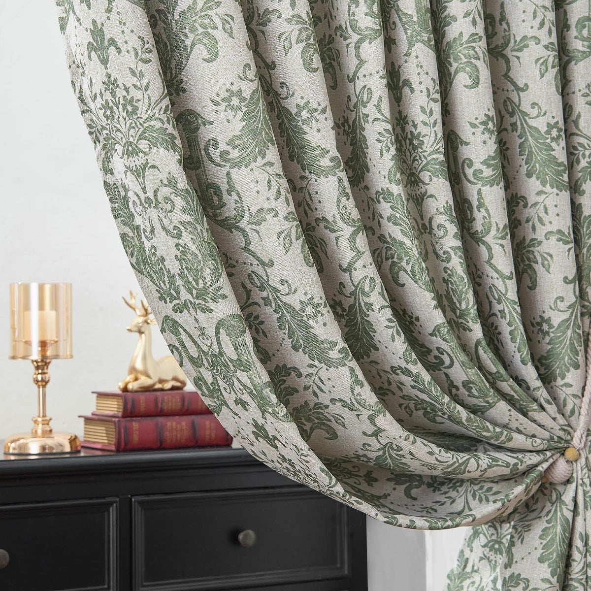 84 inches Greyish Beige Faux Linen Room Darkening Curtains 2 Panels N857244