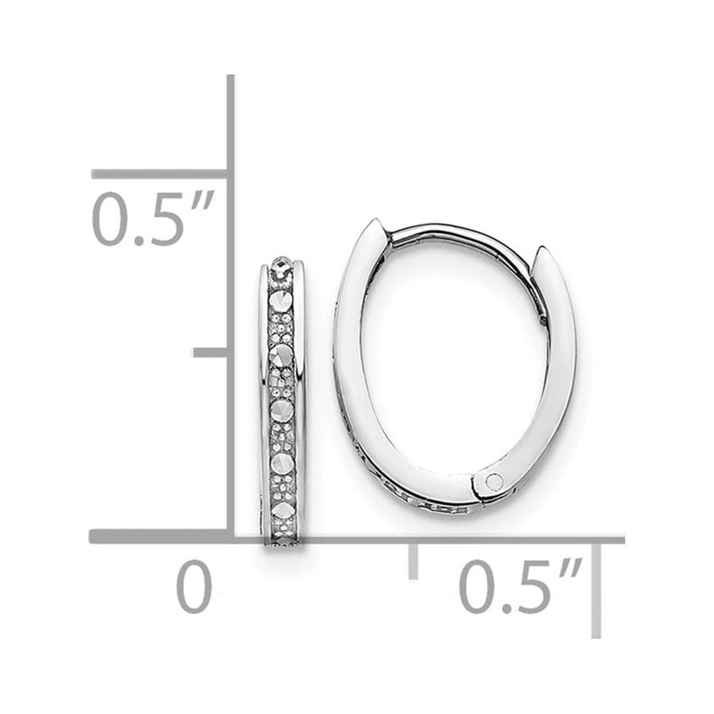 14 Karat White Gold Diamond-cut Hinged Hoop Earrings W709419