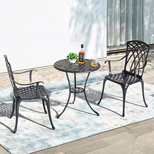 3 Piece Cast Aluminum Bistro Set with Umbrella Hole A6257
