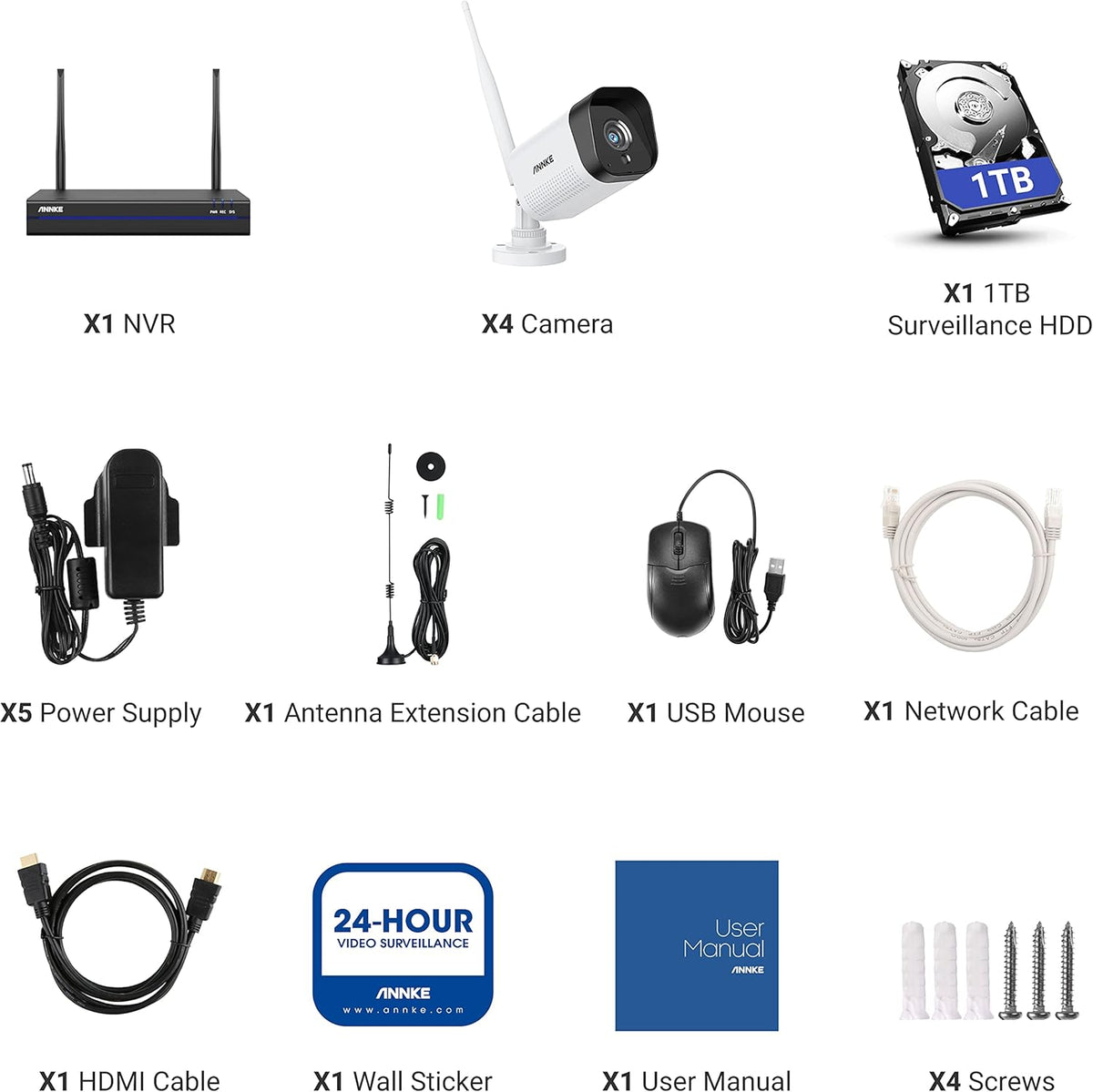 8CH Wireless Security Camera System with 1TB HDD and 4 1080P Outdoor Cameras C414929