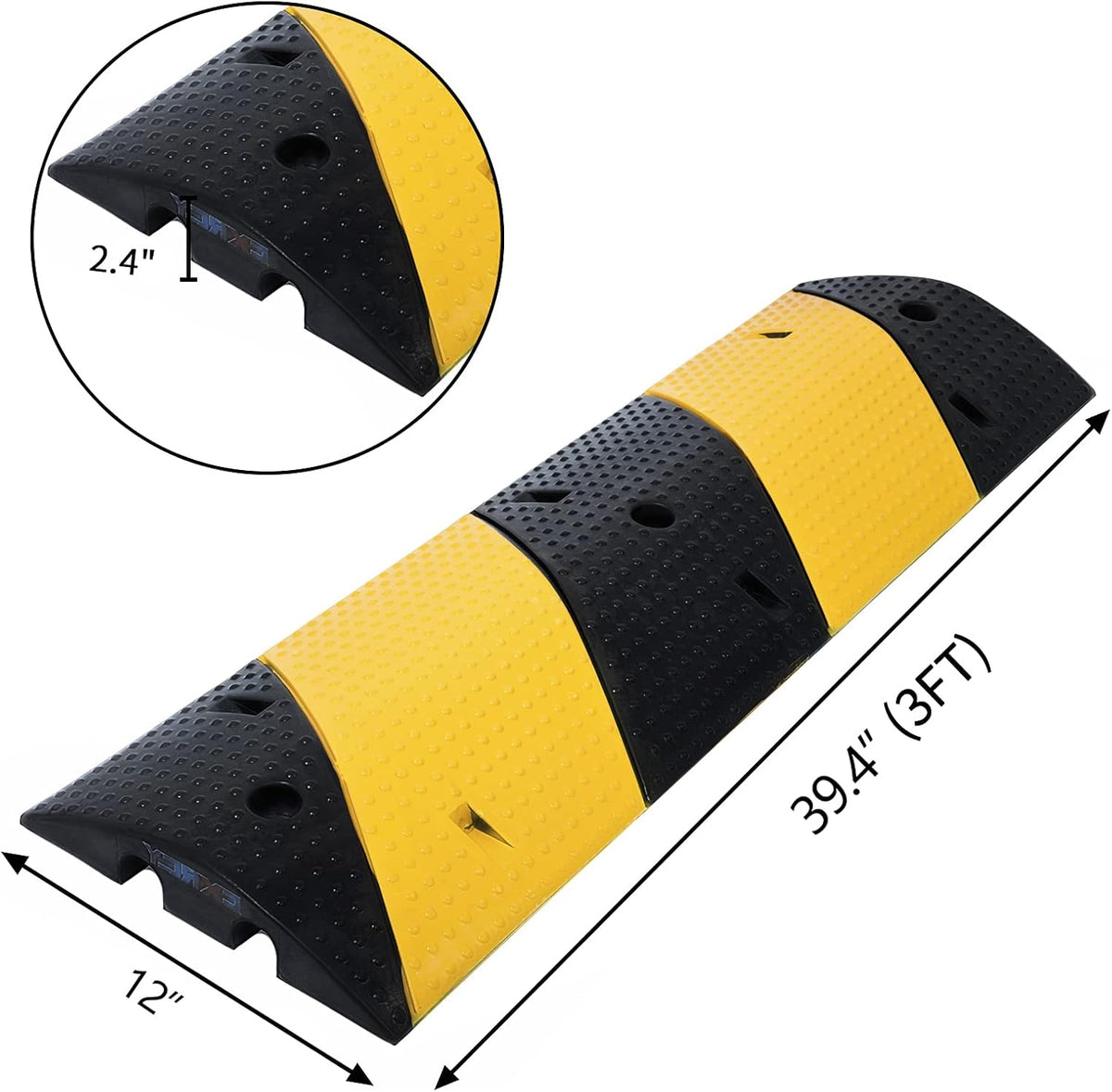 2 Pack 2-Channel Modular Rubber Speed Bump with 6 Bolts V154