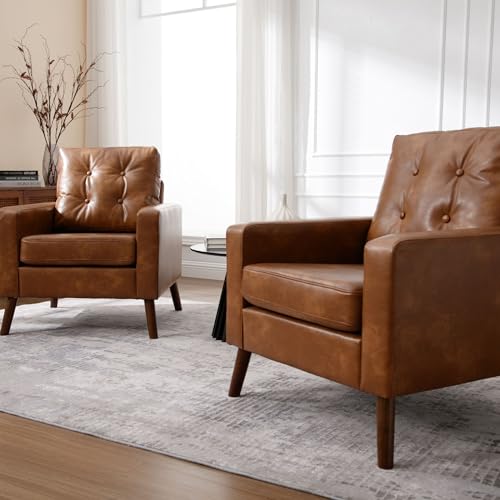 PU Accent Arm Chair with Tufted Back R35935