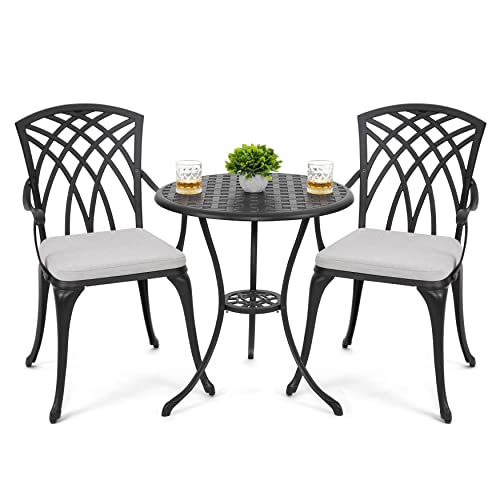 3 Piece Cast Aluminum Bistro Set with Umbrella Hole A6257