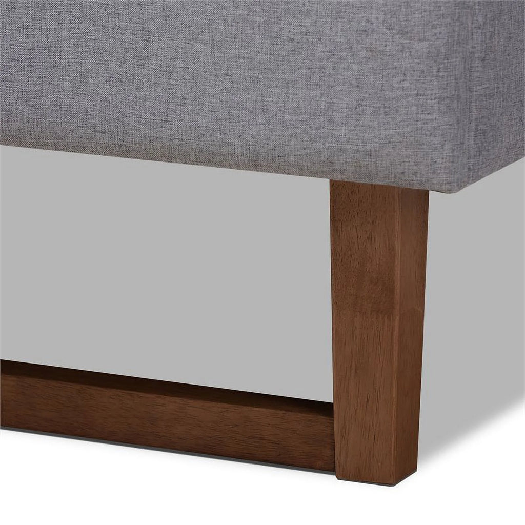 Mid-Century Wood and Fabric Queen Platform Bed Q9626