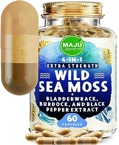 Organic Sea Moss Capsules with Bladderwrack and Burdock Root, 500 mg (60 ct) U68101
