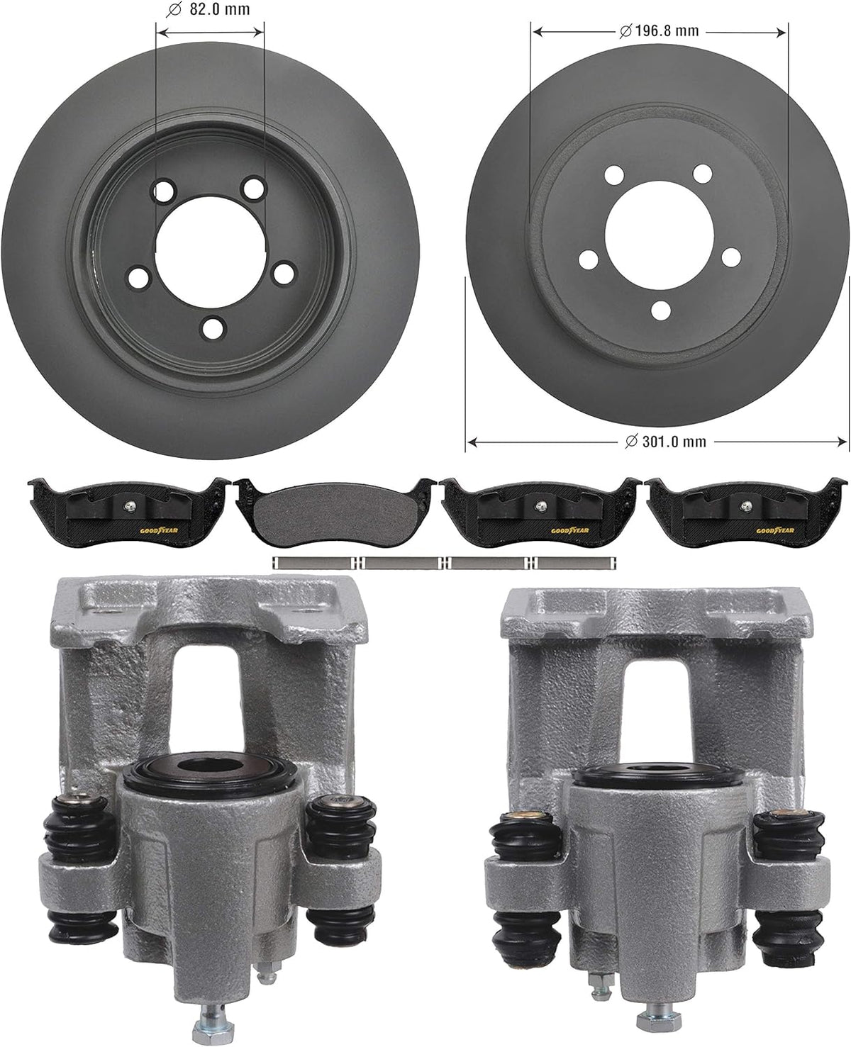 Rear Brake Calipers Rotors Ceramic Pads D347