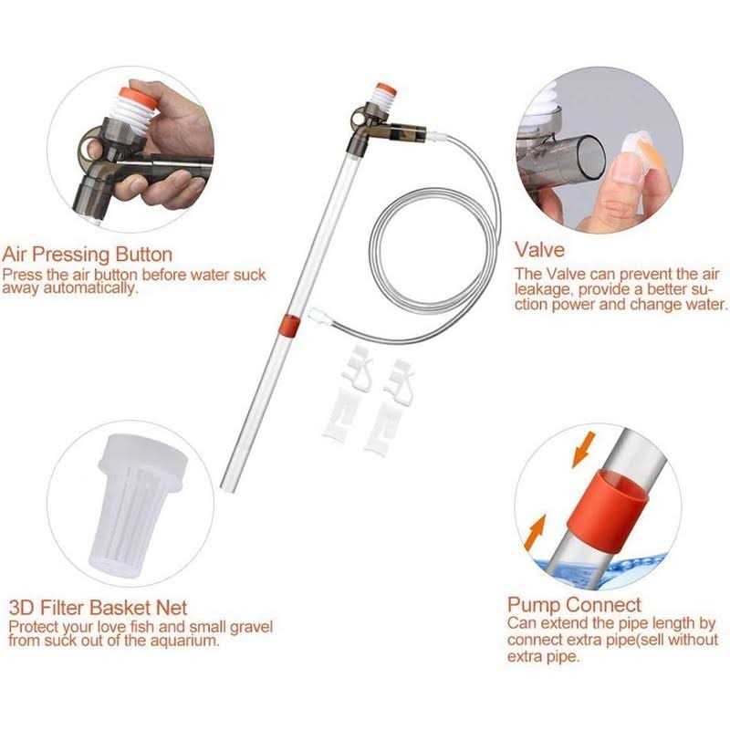 Aquarium Gravel Cleaner Fish Tank Kit Long Nozzle Water Changer N1173