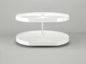 Almond Polymer D-Shape Lazy Susan 2-Shelf Y349630