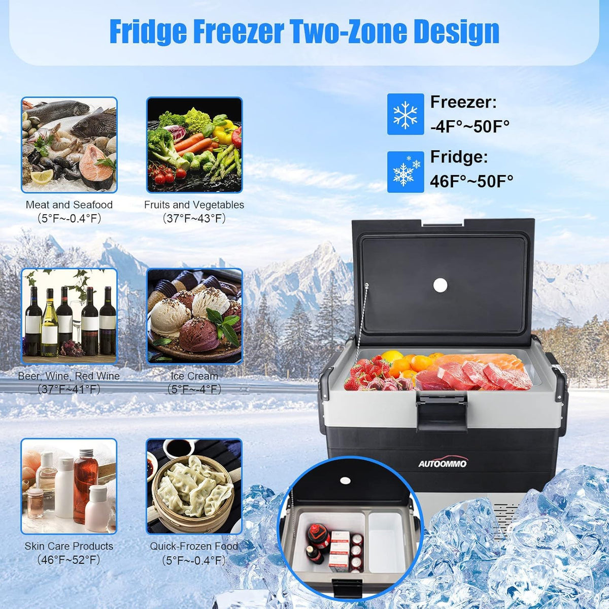 12 Volt 55 Quart Portable Car Refrigerator H58723