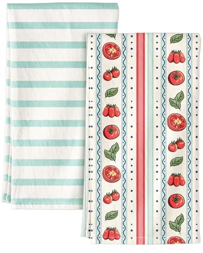 2 Pack 16x26 Inch Cotton Kitchen Towels with Hanging Loop U199200