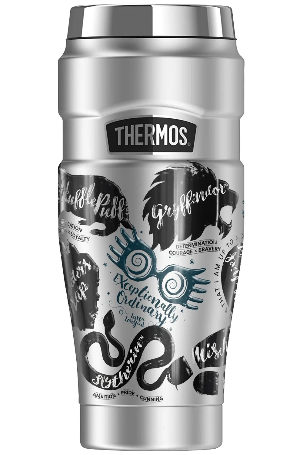 Harry Potter Hogwarts Stamp Collage Stainless Steel Travel Tumbler, Vacuum insulated & Double Wall, 16oz S54129