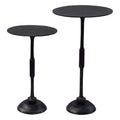 Set of 2 Antique Charcoal Gray Circular Pedestal Accent Tables P318091