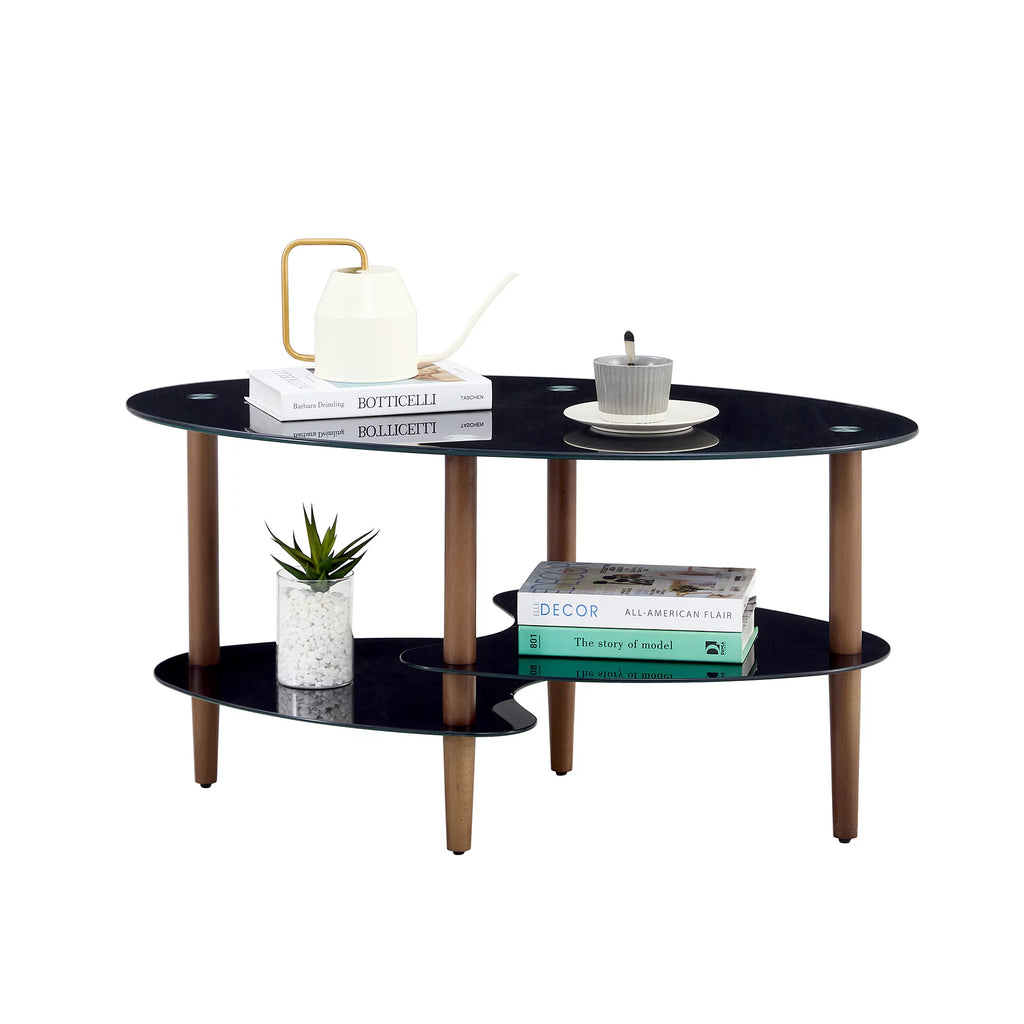 Oval 3-Tier Glass Coffee Table D255735