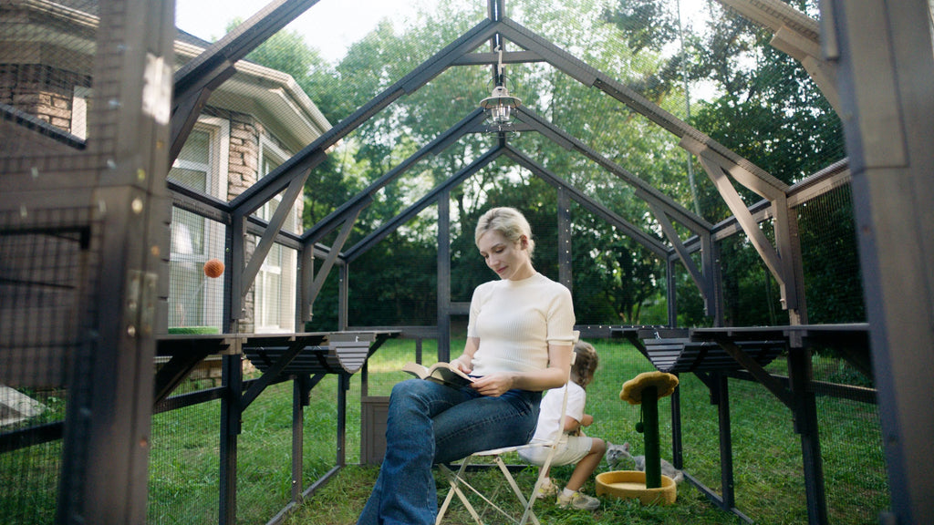 110'' Extra Large Wooden Catio Cage with Roof Cover T303