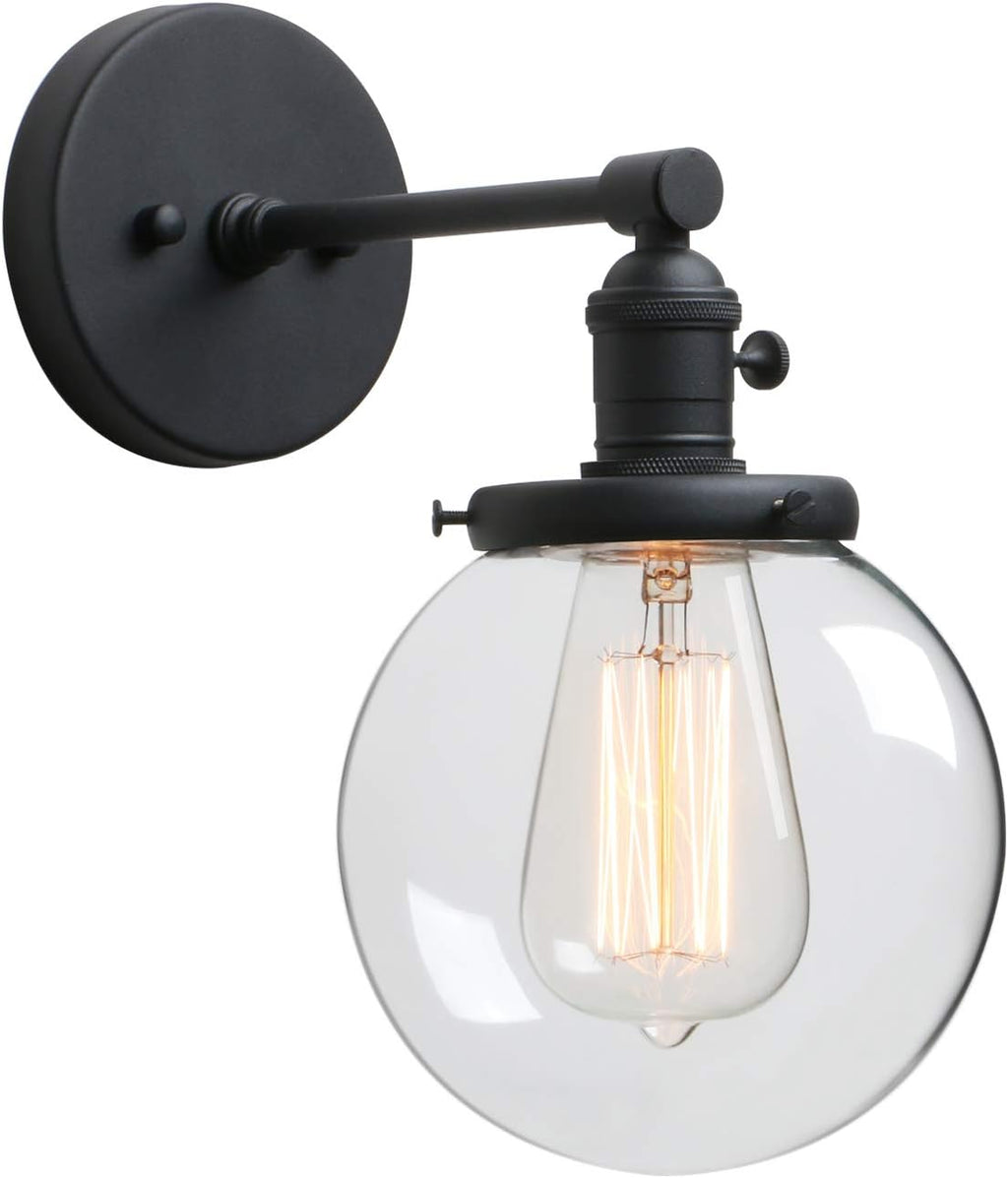 Industrial Wall Light Globe Wall Sconce with 5.9 Inch Clear Glass Canopy O650532