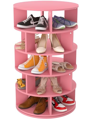 5-Tier Wood Rotating Shoe Rack, Pink G8202
