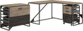 Rustic Gray L Shaped Industrial Desk with File Cabinets X16750