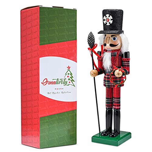 Red and Black Wooden Nutcracker Soldier 15" X8336