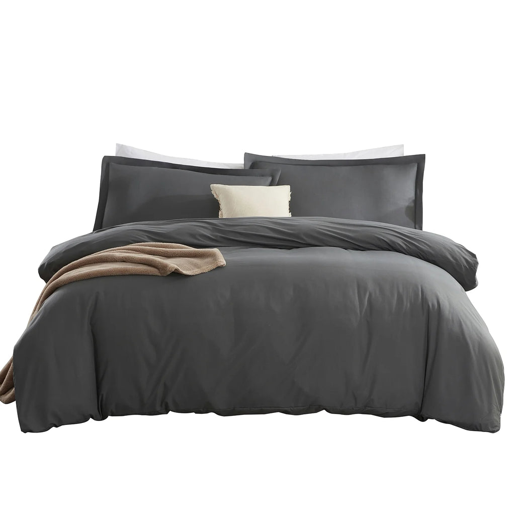3pc Microfiber Duvet Cover Set Queen with 2 Pillow Sham Grey J252681