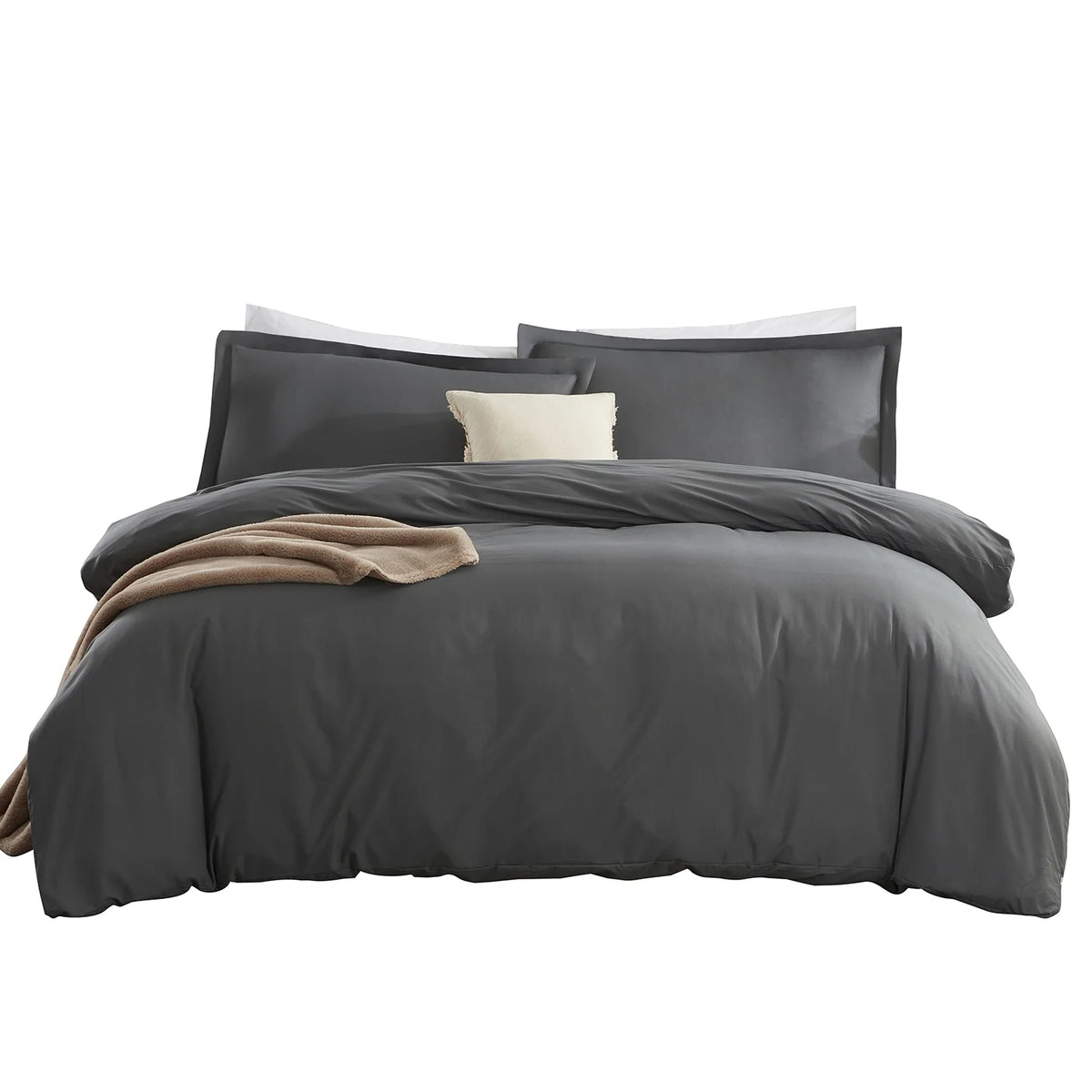 3pc Microfiber Duvet Cover Set Queen with 2 Pillow Sham Grey J252681