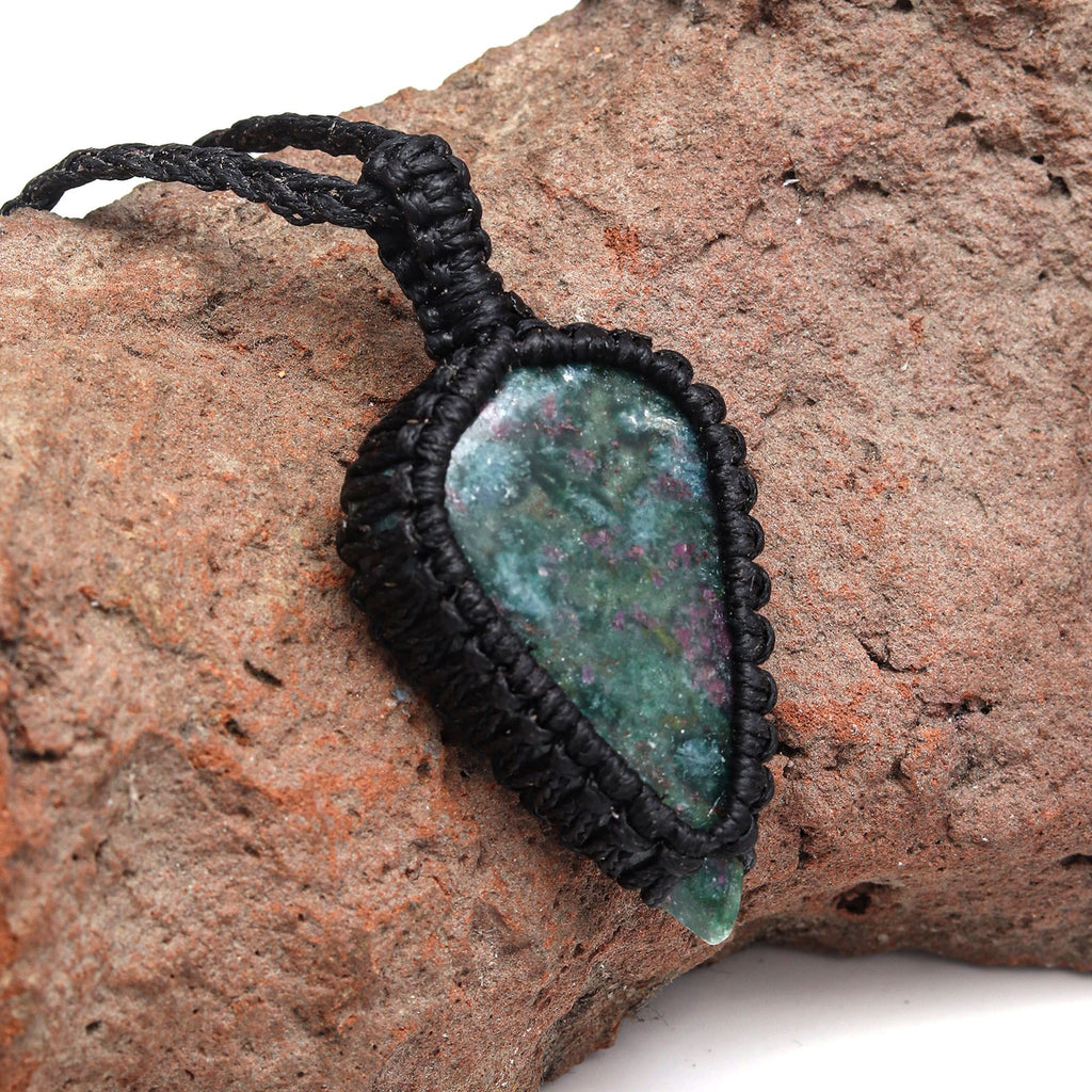 Ruby Zoisite Macrame Gemstone Necklace U8665