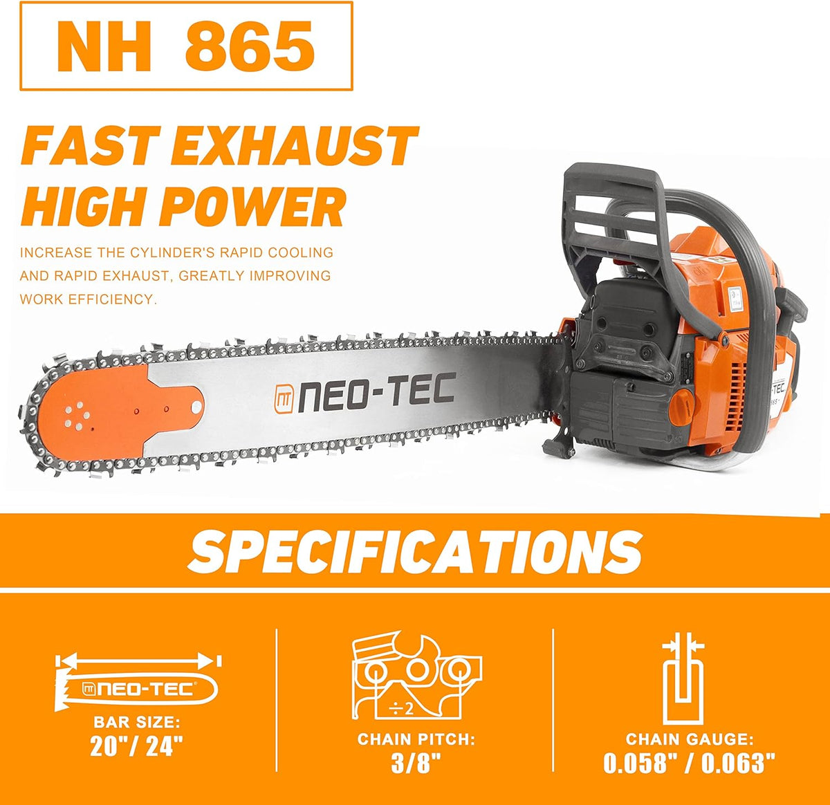 24 Inch Gas Chainsaw with Solid Guide Bar U390