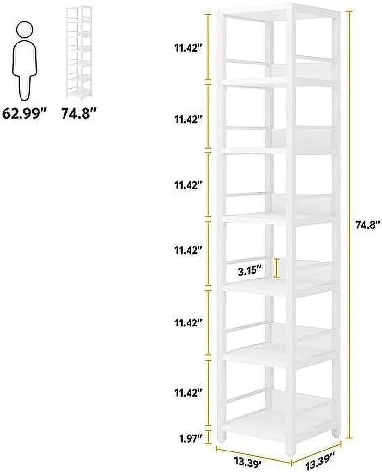 6-Tier Set of 2 75 Inch Tall Narrow Bookshelf M291