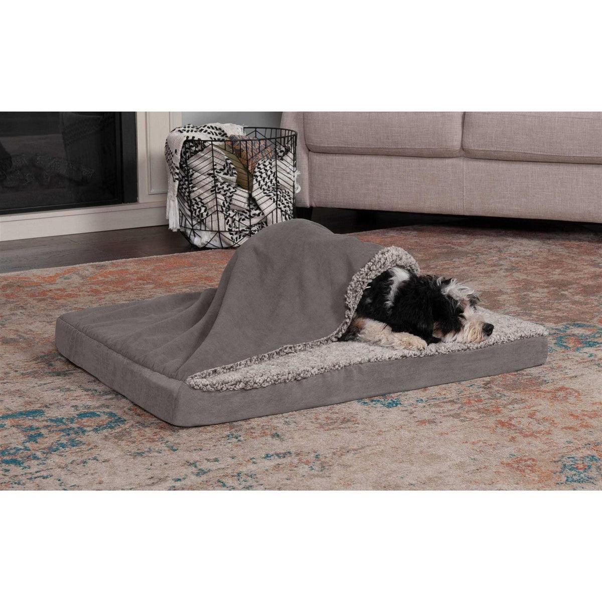 Berber & Suede Blanket Top Dog Bed C3678