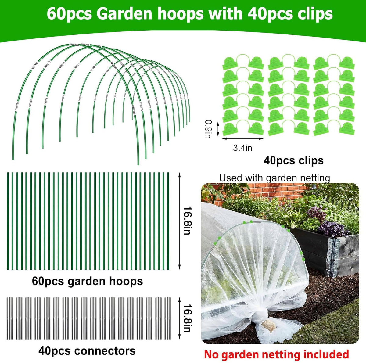 60pcs Garden Hoops with 40pcs Clips B233087