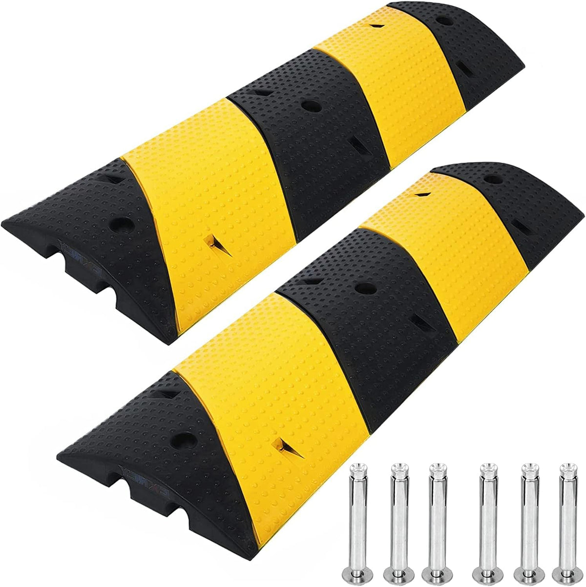 2 Pack 2-Channel Modular Rubber Speed Bump with 6 Bolts V154