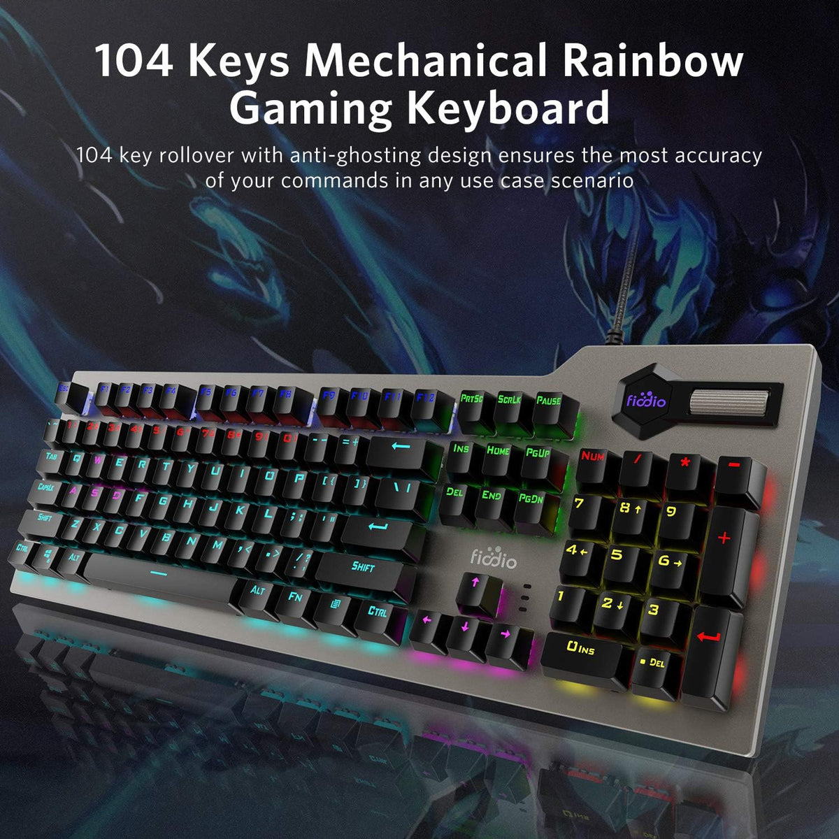 Mechanical Gaming Keyboard Wired RGB Rainbow Backlit with Blue Switches Ergonomic Standard Keyboard Pack of 2 I297936