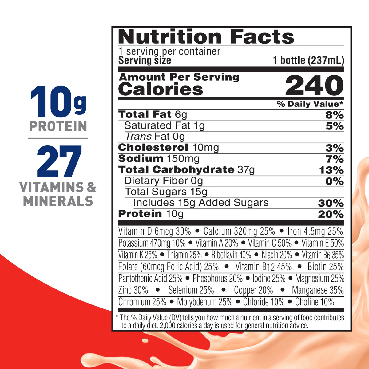 Creamy Strawberry Nutritional Drink, 10 g Protein, 15 - 8 fl oz Bottles N91173